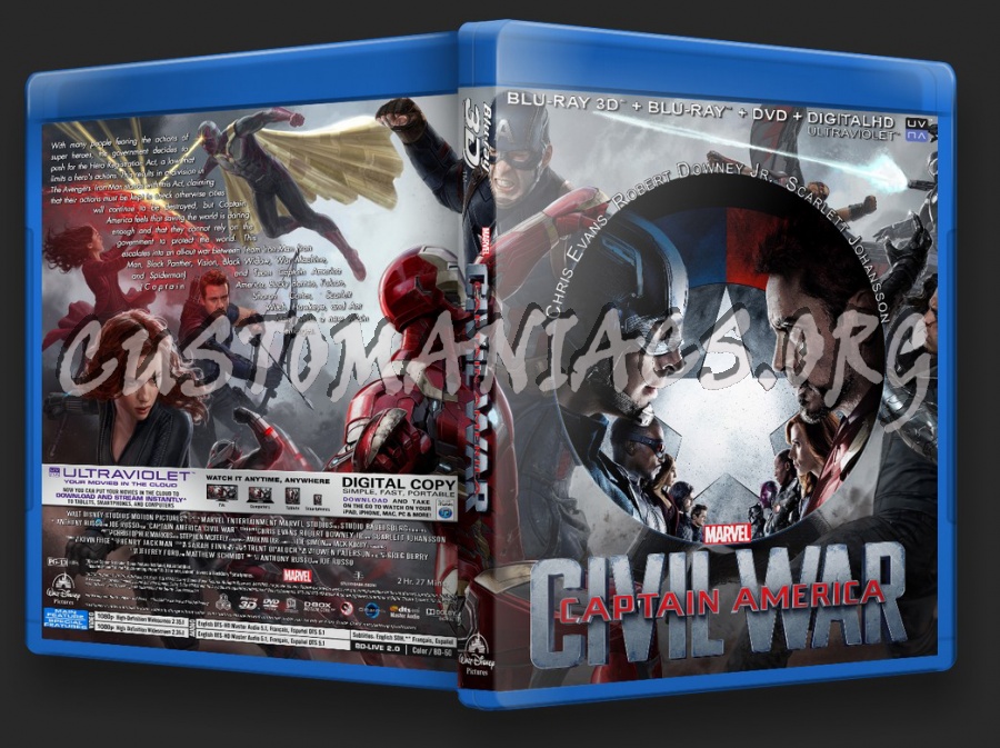 Captain America Civil War 3D BRHD blu-ray cover