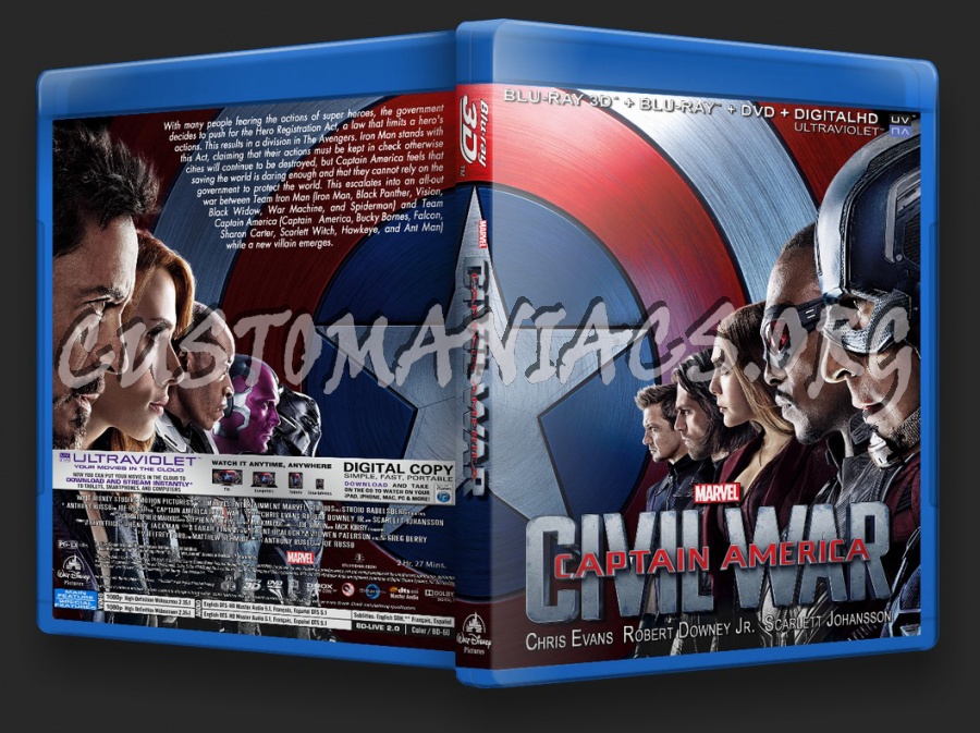 Captain America Civil War 3D BRHD blu-ray cover