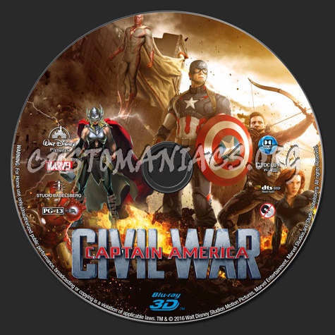 Captain America Civil War blu-ray label