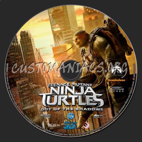 Teenage Mutant Ninja Turtles: Out of the Shadows 3D blu-ray label