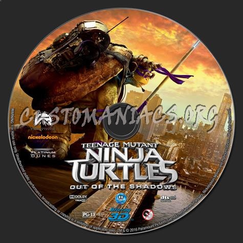 Teenage Mutant Ninja Turtles: Out of the Shadows 3D blu-ray label