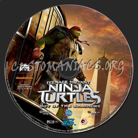 Teenage Mutant Ninja Turtles: Out of the Shadows 3D blu-ray label