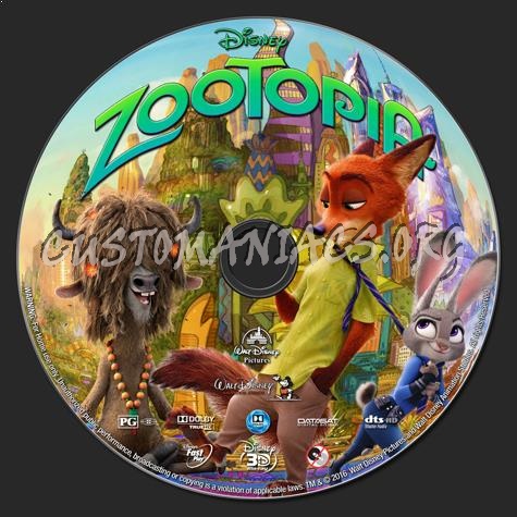 Zootopia 3D blu-ray label