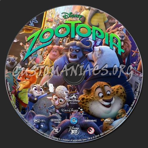 Zootopia 3D blu-ray label