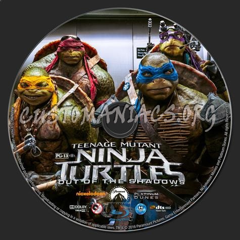 Teenage Mutant Ninja Turtles: Out of the Shadows blu-ray label