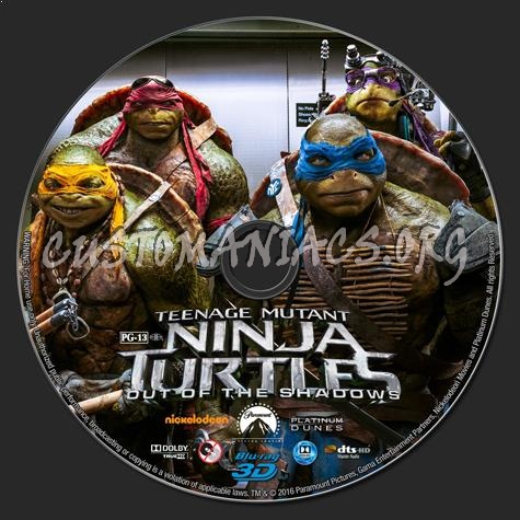 Teenage Mutant Ninja Turtles: Out of the Shadows 3D blu-ray label