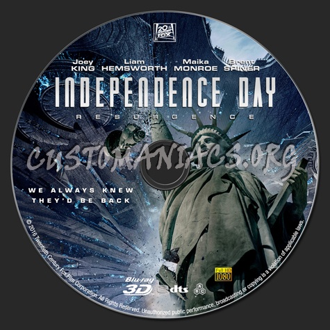 Independence Day: Resurgence (2D & 3D) blu-ray label