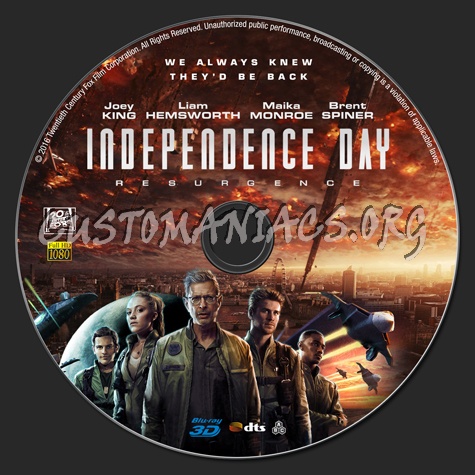 Independence Day: Resurgence (2D & 3D) blu-ray label