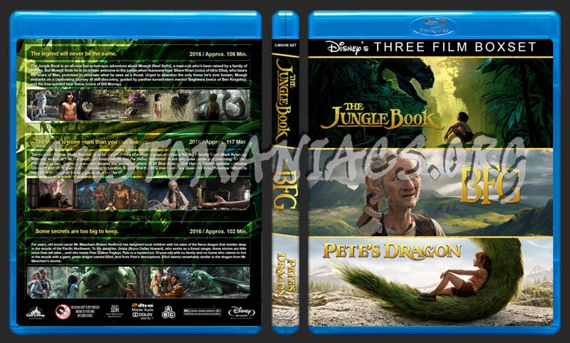 The Jungle Book / The BFG / Pete's Dragon Triple Feature blu-ray cover