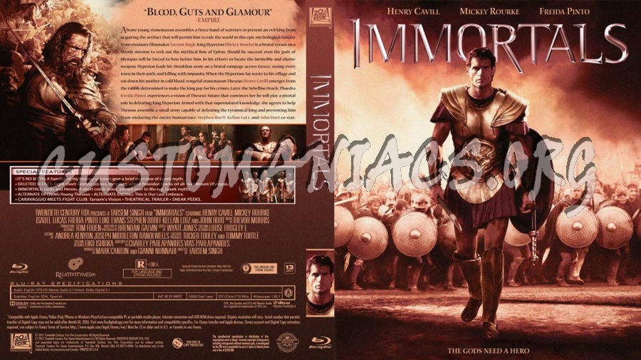 Immortals blu-ray cover