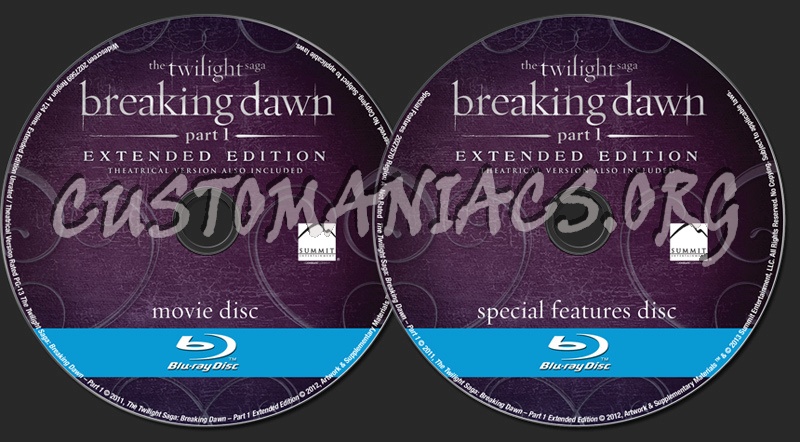 The Twilight Saga Breaking Dawn Part 1 blu-ray label