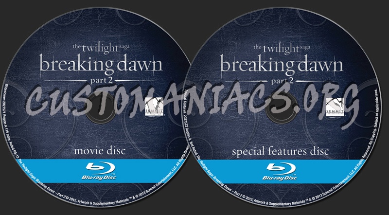 The Twilight Saga Breaking Dawn Part 2 blu-ray label