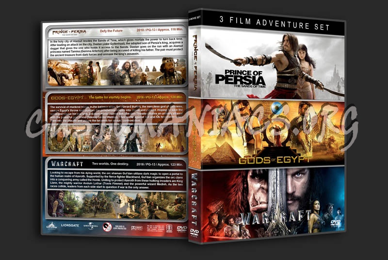 Prince of Persia / Gods of Egypt / Warcraft Triple dvd cover