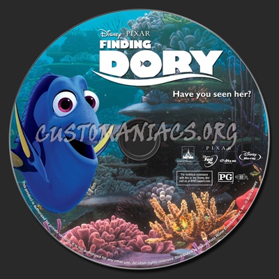 Finding Dory (2D & 3D) blu-ray label