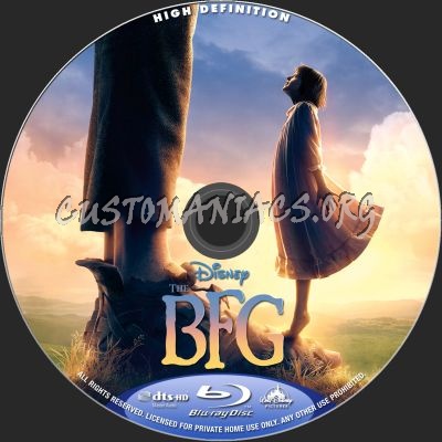 The BFG (Big Friendly Giant) blu-ray label