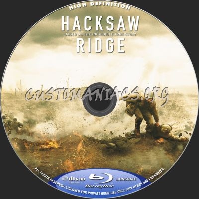 Hacksaw Ridge blu-ray label