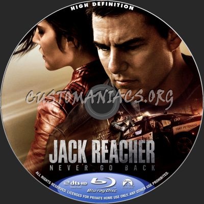 Jack Reacher 2: Never Go Back blu-ray label