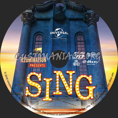 Sing (2D+3D) blu-ray blu-ray label