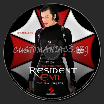 Resident Evil: The Final Chapter dvd label