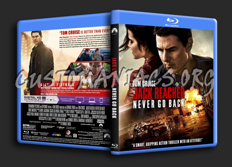 Jack Reacher: Never Go Back blu-ray cover