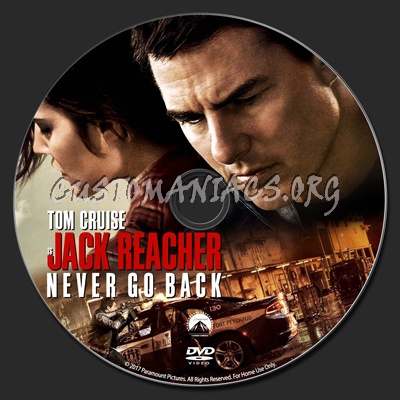 Jack Reacher: Never Go Back dvd label