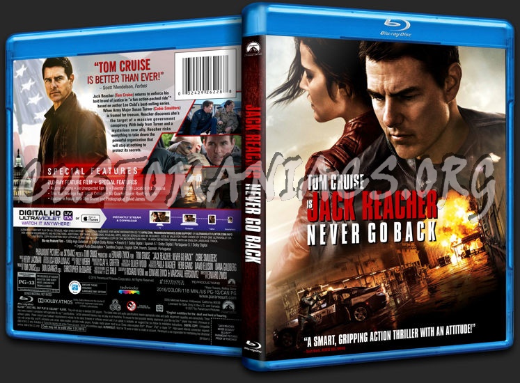 Jack Reacher: Never Go Back blu-ray cover