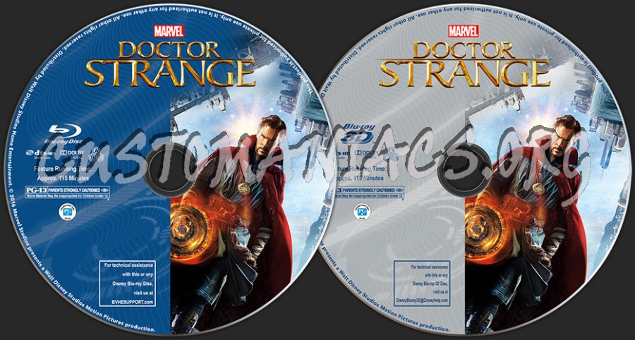 Doctor Strange (2D + 3D) blu-ray label