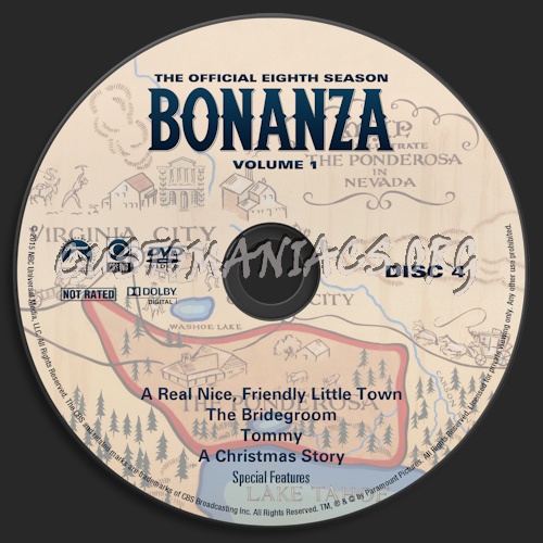 Bonanza Season 8 Volume 1 dvd label