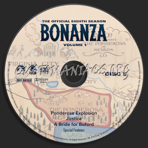 Bonanza Season 8 Volume 1 dvd label