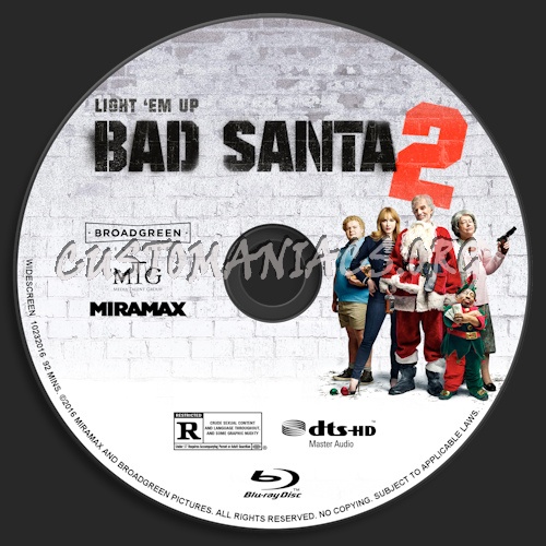 Bad Santa 2 (Blu-Ray + 3D) blu-ray label