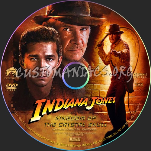 Indiana Jones and the Kingdom of the Crystal Skull dvd label - DVD ...