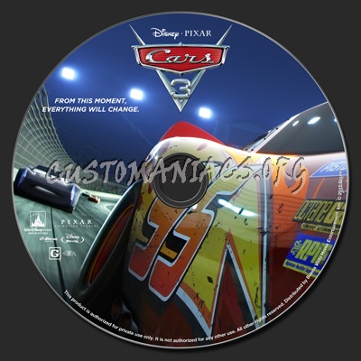 Cars 3 blu-ray label