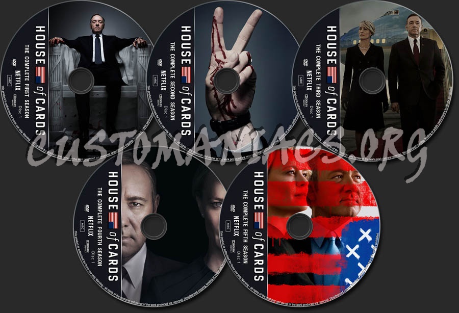 House Of Cards Seasons 1-5 dvd label