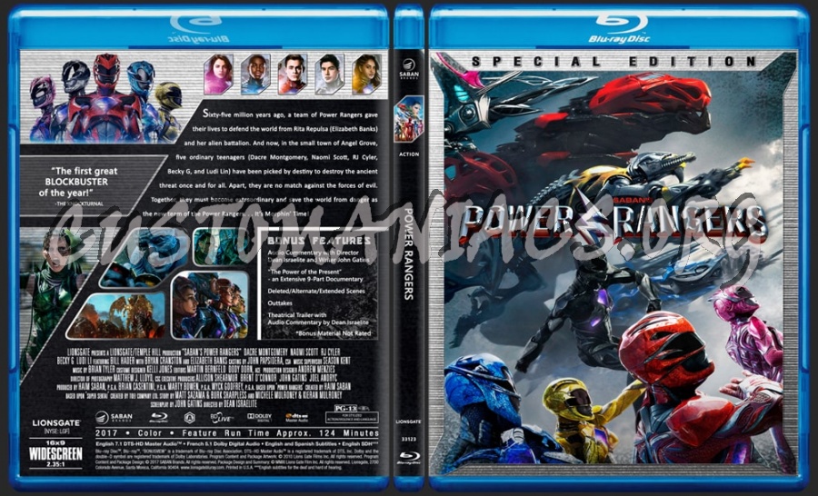 Power Rangers (2017) blu-ray cover