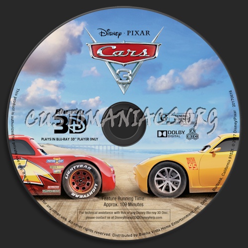 Cars 3 (Blu-ray + 3D) blu-ray label - DVD Covers & Labels by ...