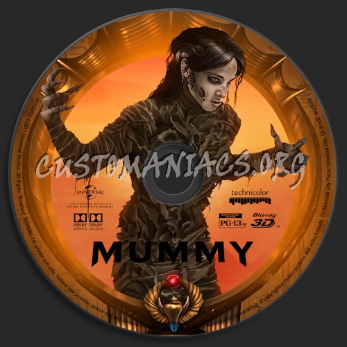 The Mummy (2017) (Blu-ray + 3D) blu-ray label