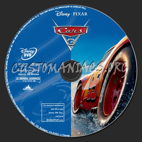 Cars 3 dvd label