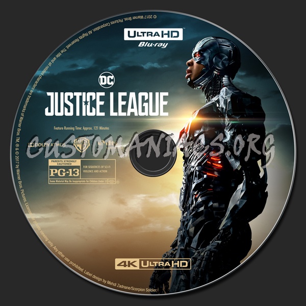 Justice League (2D/3D/4K) blu-ray label