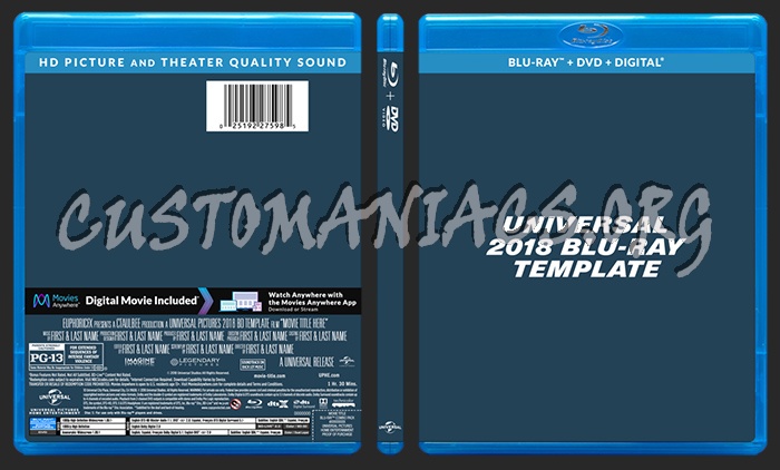 Universal Studios 2018 Blu ray Template dvd label DVD Covers