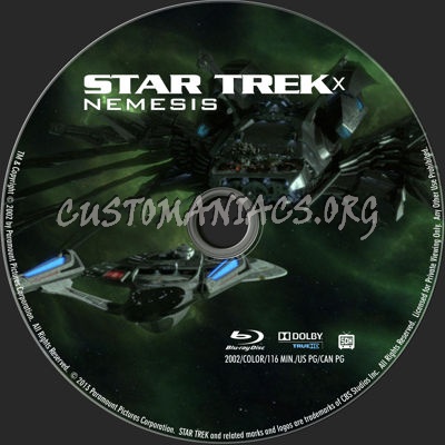 Star Trek X: Nemesis blu-ray label