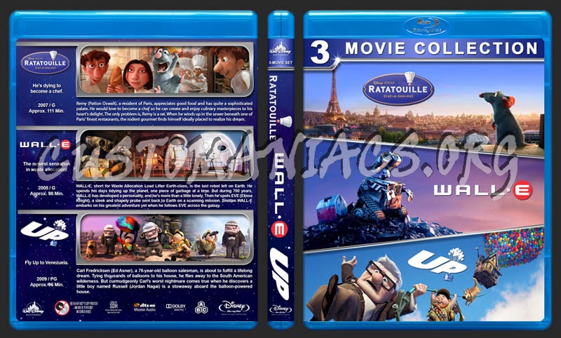 Ratatouille / WallE / Up Triple Feature blu-ray cover