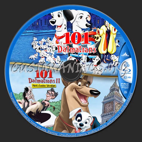 101 Dalmatians Double Feature blu-ray label