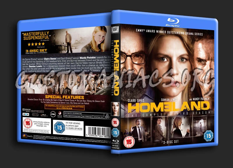 Homeland The Complete Third Season blu-ray cover