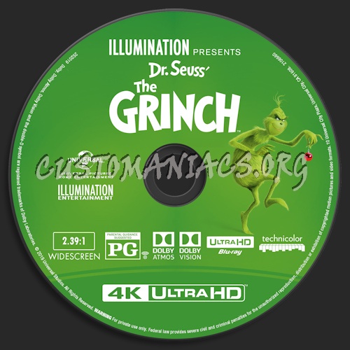 The Grinch (2018) Blu-ray + 3D & 4k blu-ray label blu-ray label