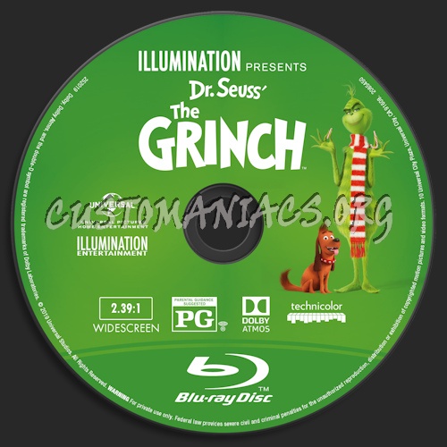 The Grinch (2018) Blu-ray + 3D & 4k blu-ray label blu-ray label