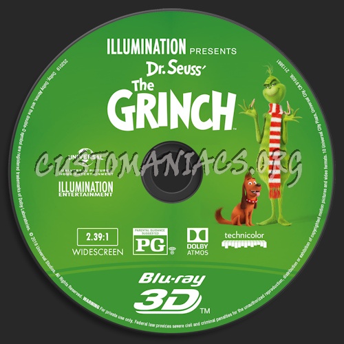 The Grinch (2018) Blu-ray + 3D & 4k blu-ray label blu-ray label