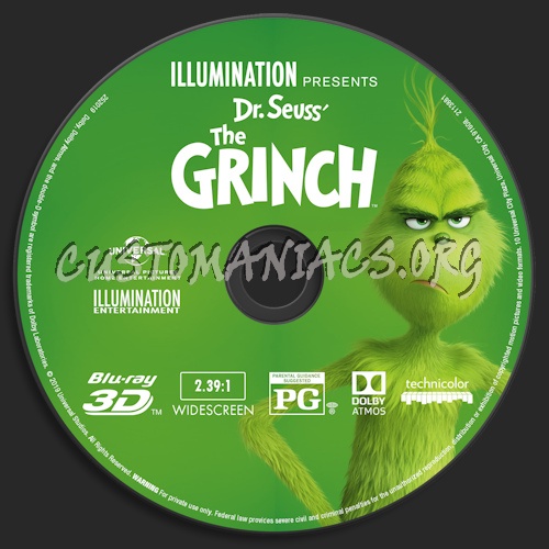 The Grinch (2018) Blu-ray + 3D & 4k blu-ray label blu-ray label