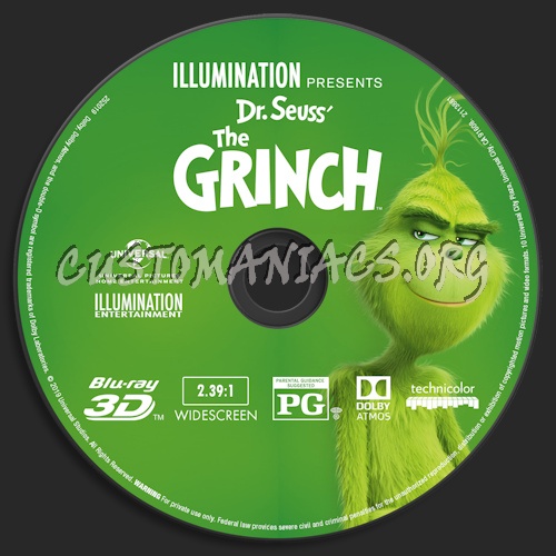 The Grinch (2018) Blu-ray + 3D & 4k blu-ray label blu-ray label