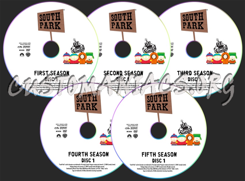 South Park Season 1-5 dvd label