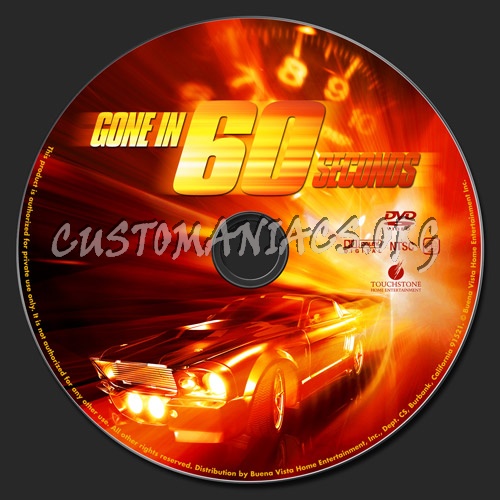 Gone In 60 Seconds dvd label